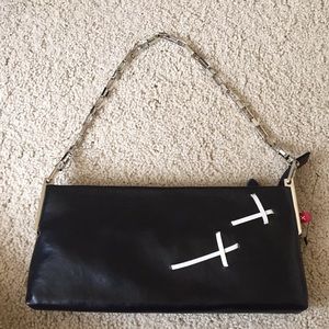 Mexx black leather dress chain purse